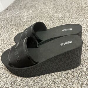 Michael Kors Black Platform Slides